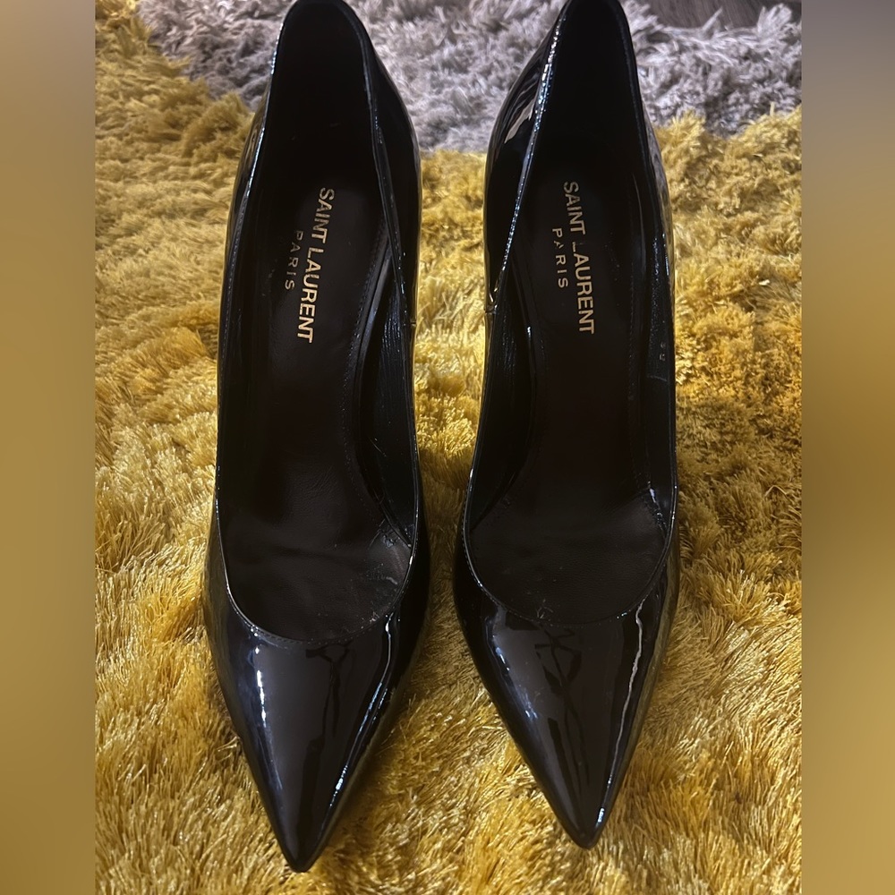 **Authentic** 110mm Opyum Black Patent YSL-Heel Pumps